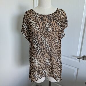 Charming Charlie Brown and Tan Relaxed Blouse